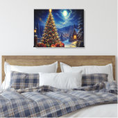 Toile Une scène de Noël bleue dans la rue du quartier (Insitu(Chambre))