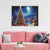 Toile Une scène de Noël bleue dans la rue du quartier (Insitu(Salon))