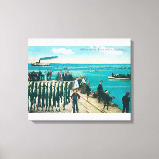 Toile Une scène de pêche avec une énorme prise (Recto)