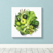 Toile Une sélection de fruits et légumes verts. (Insitu (Plancher de Bois))