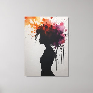 Toile une silhouette d'une femme avec une plaque de pein