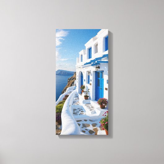 Toile Une superbe maison grecque blanchie à la chaux (Recto)