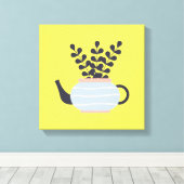 Toile Une théière moderne simple au pastel plante (Insitu (Plancher de Bois))