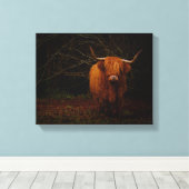 Toile Une vache écossaise des Highlands (Insitu (Plancher de Bois))