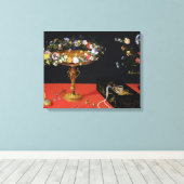 Toile Une vie morte d'une Tazza aux fleurs (Insitu (Plancher de Bois))
