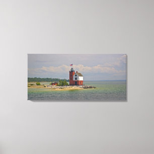 Toile Une vue de la station de phare de Round Island.