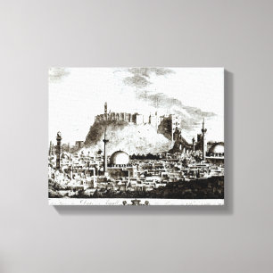 Toile Une vue de la ville et du château d'Alep, Syrie