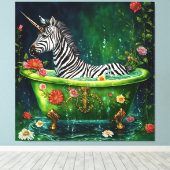 Toile Unicorn Zebra dans une baignoire (Insitu (Plancher de Bois))