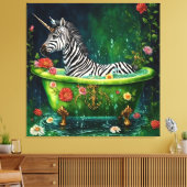 Toile Unicorn Zebra dans une baignoire (Insitu(Salon))