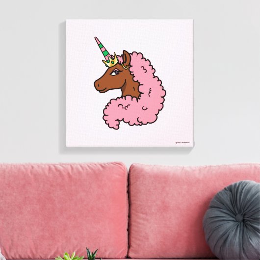 Toile Unicorne Afro Rose clair (Insitu(Salon))