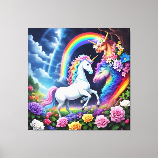 Toile Unicorne arc-en-ciel une (Recto)