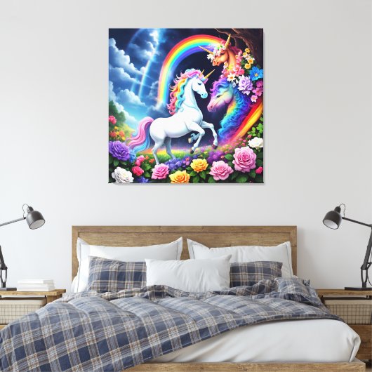 Toile Unicorne arc-en-ciel une (Insitu(Chambre))