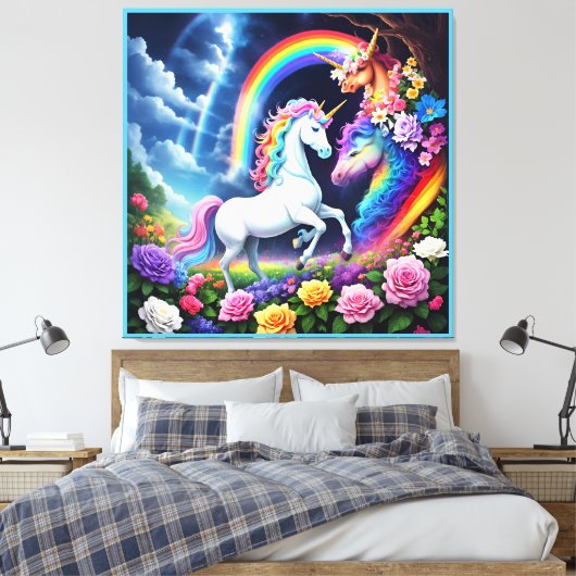 Toile Unicorne arc-en-ciel une (Insitu(Chambre))