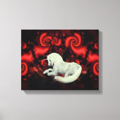 Toile Unicorne blanche Rouge Fractal Imaginaire Cheval A (Recto)
