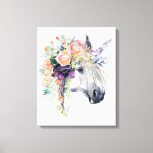 Toile Unicorne en fleurs