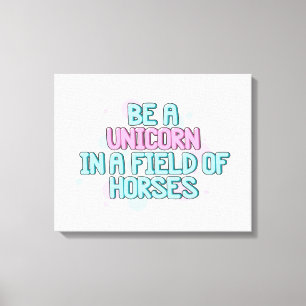 Toile Unicorne Être Unicorne Dans Un Champ De Chevaux