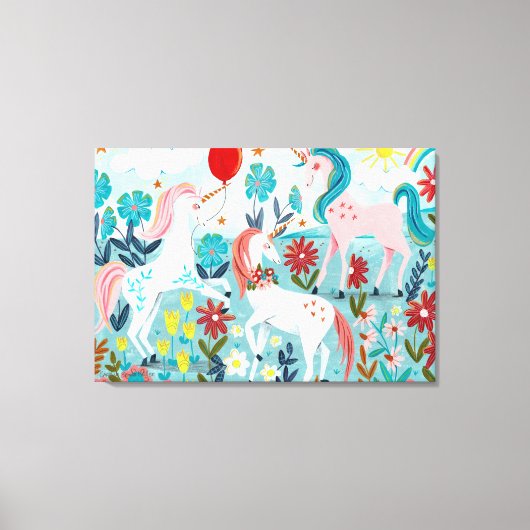 Toile Unicorne mignonne filles arc-en-ciel (Recto)