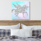 Toile Unicorne Parties scintillant d'argent sur Pastel (Insitu(Chambre))
