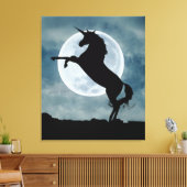 Toile Unicorne Silhouette Pleine lune Ciel nocturne (Insitu(Salon))