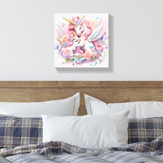 Toile Unicornes Stretted Canvas Print (Insitu(Chambre))