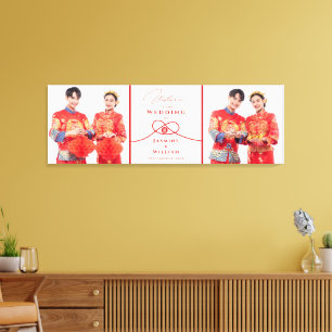 Toile Union de Double Bonheur de Noeud Rouge Chinois de