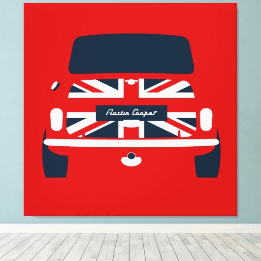 Toile Union Jack classique, Austin Mini Cooper (Insitu (Plancher de Bois))