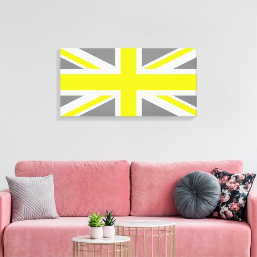 Toile Union Jack gris et jaune (Insitu(Salon))