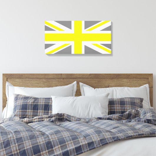 Toile Union Jack gris et jaune (Insitu(Chambre))