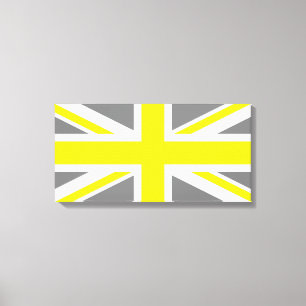 Toile Union Jack gris et jaune