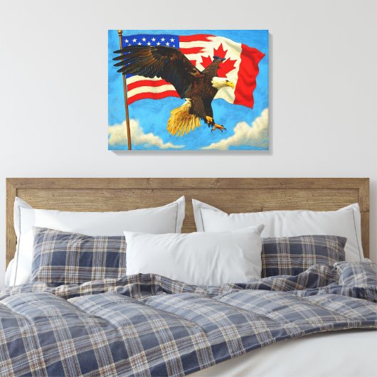 Toile Unité - Drapeau du Canada, Drapeau américain et Ai (Insitu(Chambre))