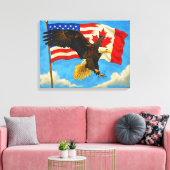 Toile Unité - Drapeau du Canada, Drapeau américain et Ai (Insitu(Salon))