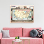 Toile United States Map Ship the Skyway via Air Express (Insitu(Salon))