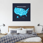 Toile United States Map Teal Minimal Design (Insitu(Chambre))