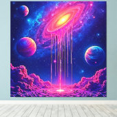 Toile Univers en néon : étoiles ruisselantes de lumière (Insitu (Plancher de Bois))