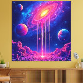 Toile Univers en néon : étoiles ruisselantes de lumière (Insitu(Salon))