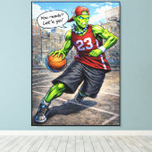 Toile Urban Alien Basketball Player - Comic Style Art (Insitu (Plancher de Bois))