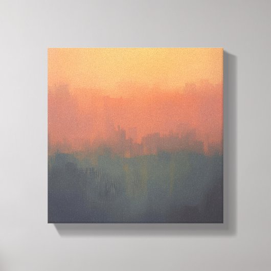 Toile Urban Dreamscape at Sunset - Abstrait Cityscape Ar (Recto)