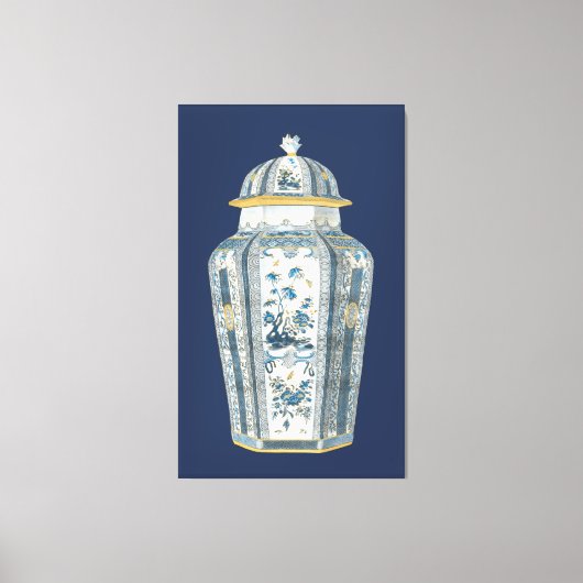Toile Urne asiatique décorative en bleu et blanc (Recto)