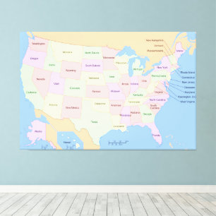 Toile US USA United States Map 60x40 pouces