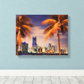 Toile USA, Floride, Miami skyline à la tombée de la nuit (Insitu (Plancher de Bois))
