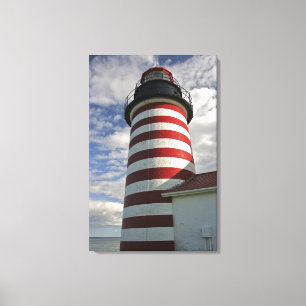 Toile USA, Maine, Lubec. West Quoddy Head LIghthouse