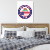 Toile USA_STATES - WITH_FLAG_California_circle_with_flag (Insitu(Chambre))