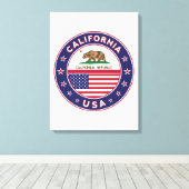 Toile USA_STATES - WITH_FLAG_California_circle_with_flag (Insitu (Plancher de Bois))