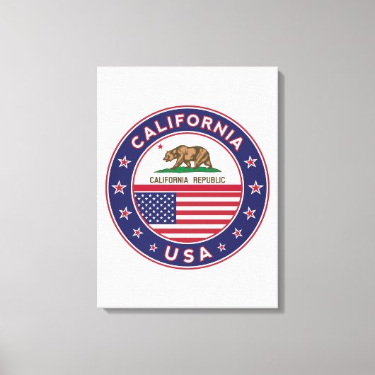 Toile USA_STATES - WITH_FLAG_California_circle_with_flag (Recto)