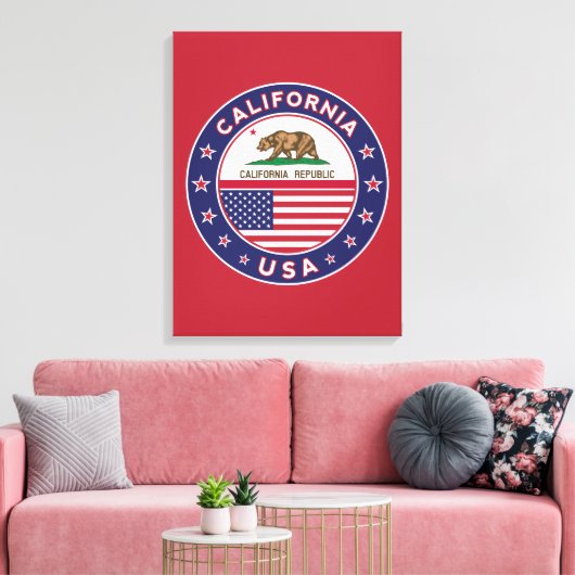 Toile USA_STATES - WITH_FLAG_California_circle_with_flag (Insitu(Salon))