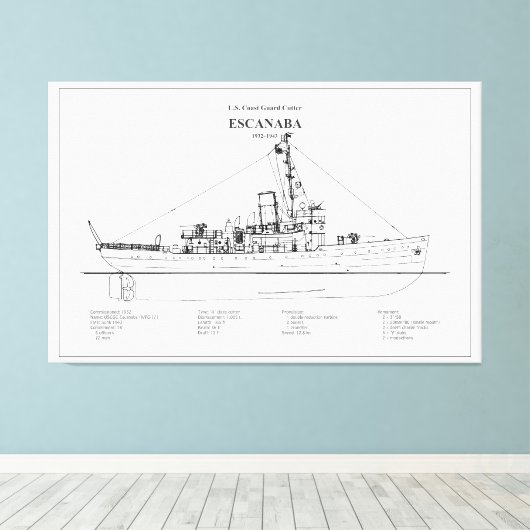 Toile USCGC Escanaba wpc-77 - BD (Insitu (Plancher de Bois))
