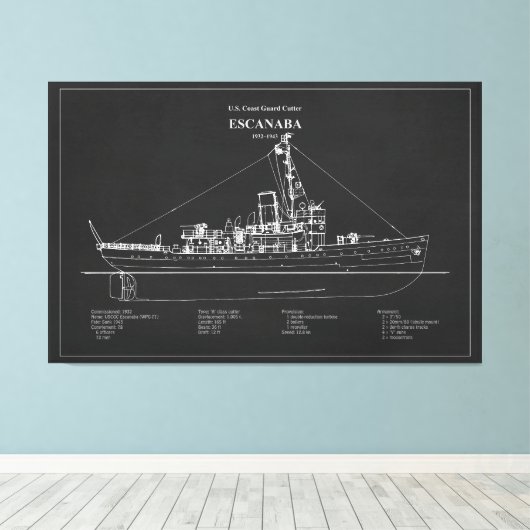 Toile USCGC Escanaba wpc-77 - PD (Insitu (Plancher de Bois))