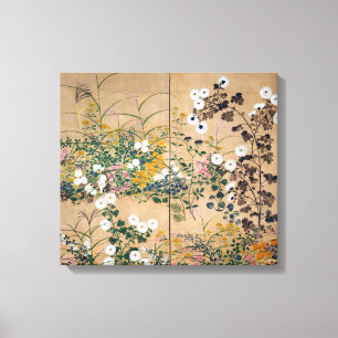 Toile Usines fleurissantes d'Ogata Korin en automne