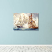 Toile USS Constitution Defeats H.M Frigate Java Canvas (Insitu (Plancher de Bois))