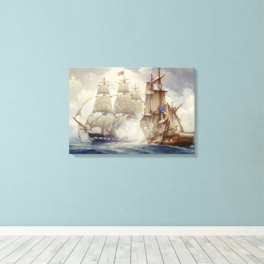 Toile USS Constitution Defeats H.M Frigate Java Canvas (Insitu (Plancher de Bois))